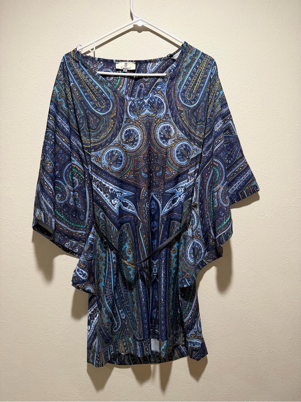 Boho Paisley Midi Dress in Navy Blue